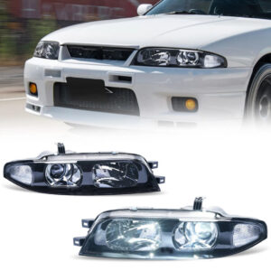 jdm black oe projector headlights for nissan skyline r33 gtr gts25 gts series 1&3 head lights