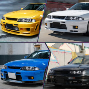 jdm black oe projector headlights for nissan skyline r33 gtr gts25 gts series 1&3 head lights