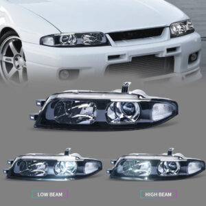 jdm black oe projector headlights for nissan skyline r33 gtr gts25 gts series 1&3 head lights
