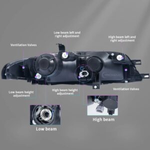 jdm black oe projector headlights for nissan skyline r33 gtr gts25 gts series 1&3 head lights