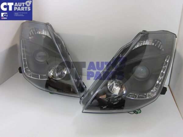 drl led black projector headlights for 03 05 nissan 350z z33 fairlady hid type
