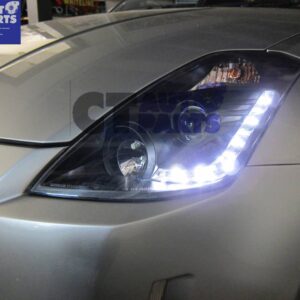 drl led black projector headlights for 03 05 nissan 350z z33 fairlady hid type