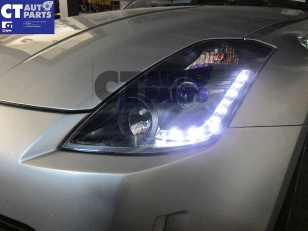 drl led black projector headlights for 03 05 nissan 350z z33 fairlady hid type