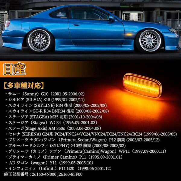 smoke dynamic led indicator blinker light for 99 02 nissan silvia s15 200sx spec r