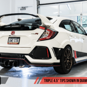 awe tuning touring edition exhaust w/ front pipe + mid pipe – honda civic type r fk8 (triple diamond black tips)