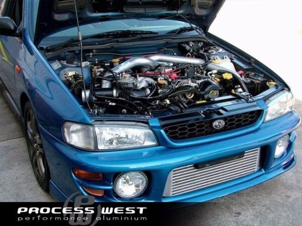 process west front mount intercooler kit – subaru 1997 2000 gc8 wrx/sti (black)
