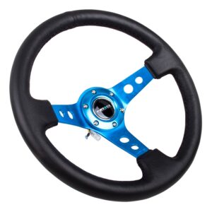nrg innovations dish series steering wheel – 350mm deep dish/blue spokes