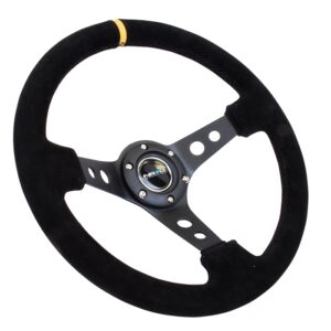nrg innovations dish series steering wheel – 350mm deep dish/black spokes