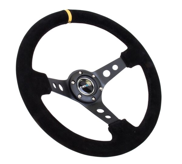 nrg innovations dish series steering wheel – 350mm deep dish/black spokes