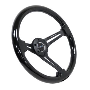 nrg innovations wood series steering wheel – 350mm black spokes