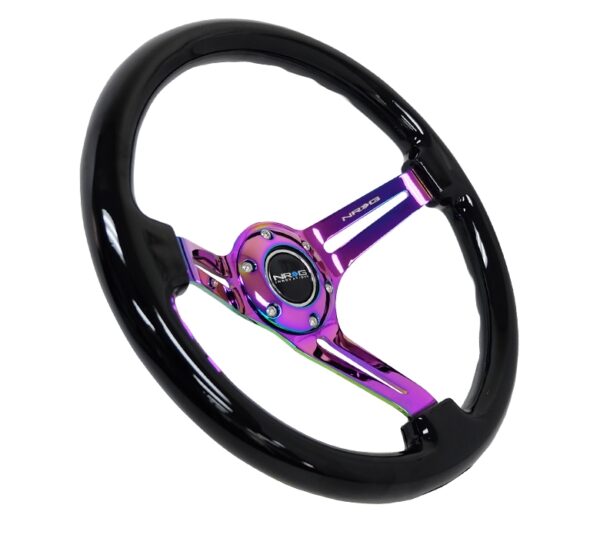 nrg innovations wood series steering wheel – 350mm neochrome spokes