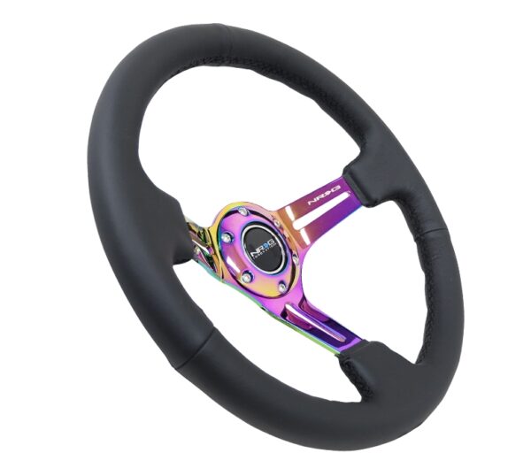 nrg innovations wood series steering wheel – 350mm neochrome spokes