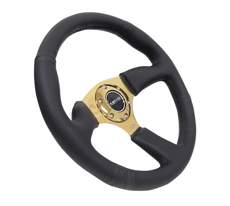 nrg innovations dish series steering wheel – 350mm deep dish/gold chrome spokes