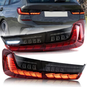 vland gts clear red led taillights w/animation for 19 24 bmw 3 series g20 g80 m3 330i 340i
