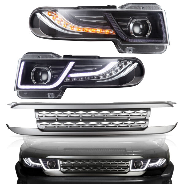 drl led projector headlights w/ silver grille for 07 15 toyota fj cruiser
