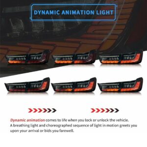 vland gts smoked led taillights w/animation for 19 24 bmw 3 series g20 g80 m3 330i 340i