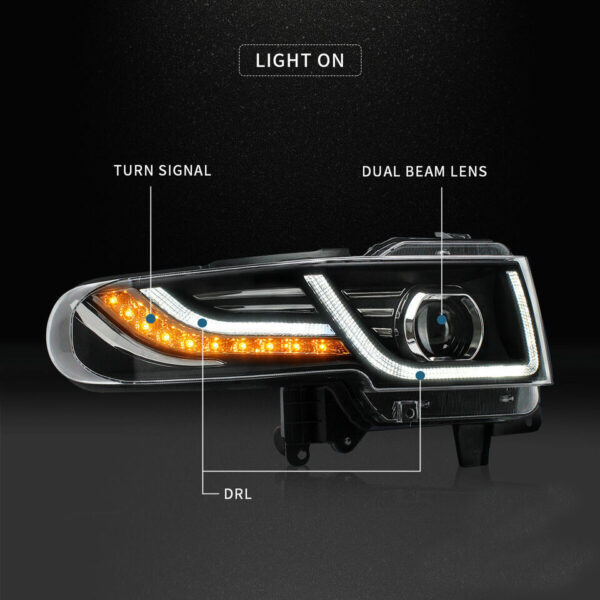 drl led projector headlights w/ black grille for 07 15 toyota fj cruiser