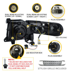 drl led projector headlights w/ black grille for 07 15 toyota fj cruiser