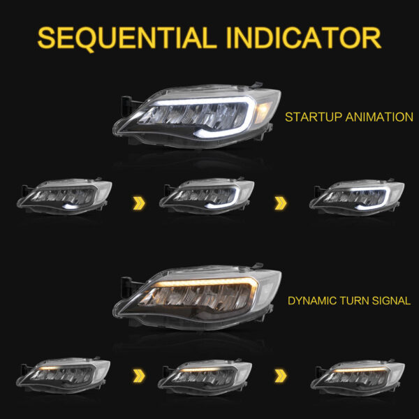 vland full led reflector headlights for 08 13 subaru impreza wrx sti g3