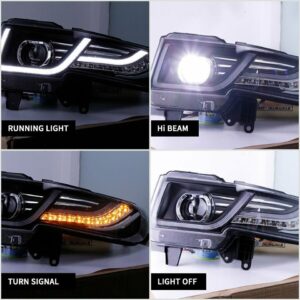 drl led projector headlights w/ black grille for 07 15 toyota fj cruiser