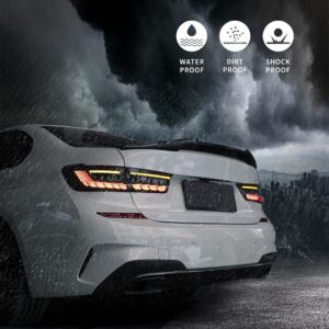 vland gts smoked led taillights w/animation for 19 24 bmw 3 series g20 g80 m3 330i 340i