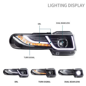 drl led projector headlights w/ black grille for 07 15 toyota fj cruiser