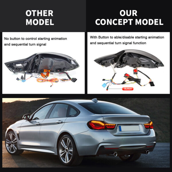 black 3d oled sequential tail lights for 2014 2020 bmw f32 f33 f82 f83 m4 4 series taillights