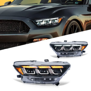tri led drl dynamic led headlights for 2015 2017 ford mustang gt350 gt500 head lights