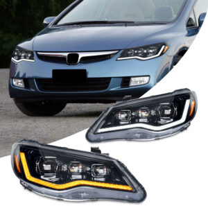 tri led projector led dynamic headlights for 06 12 honda civic fd2 head lights