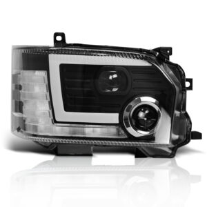 built in dual led projector headlights dynamic indicator for 14 18 toyota hiace head lights