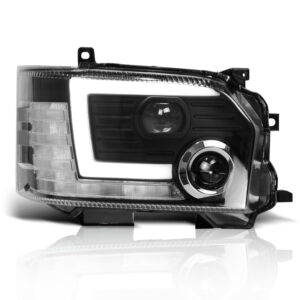 built in dual led projector headlights dynamic indicator for 14 18 toyota hiace head lights