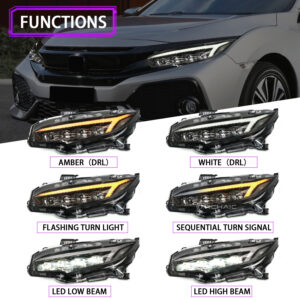 tri led projector led dynamic headlights for 16 21 honda civic fk7 fk8 fc1 head lights