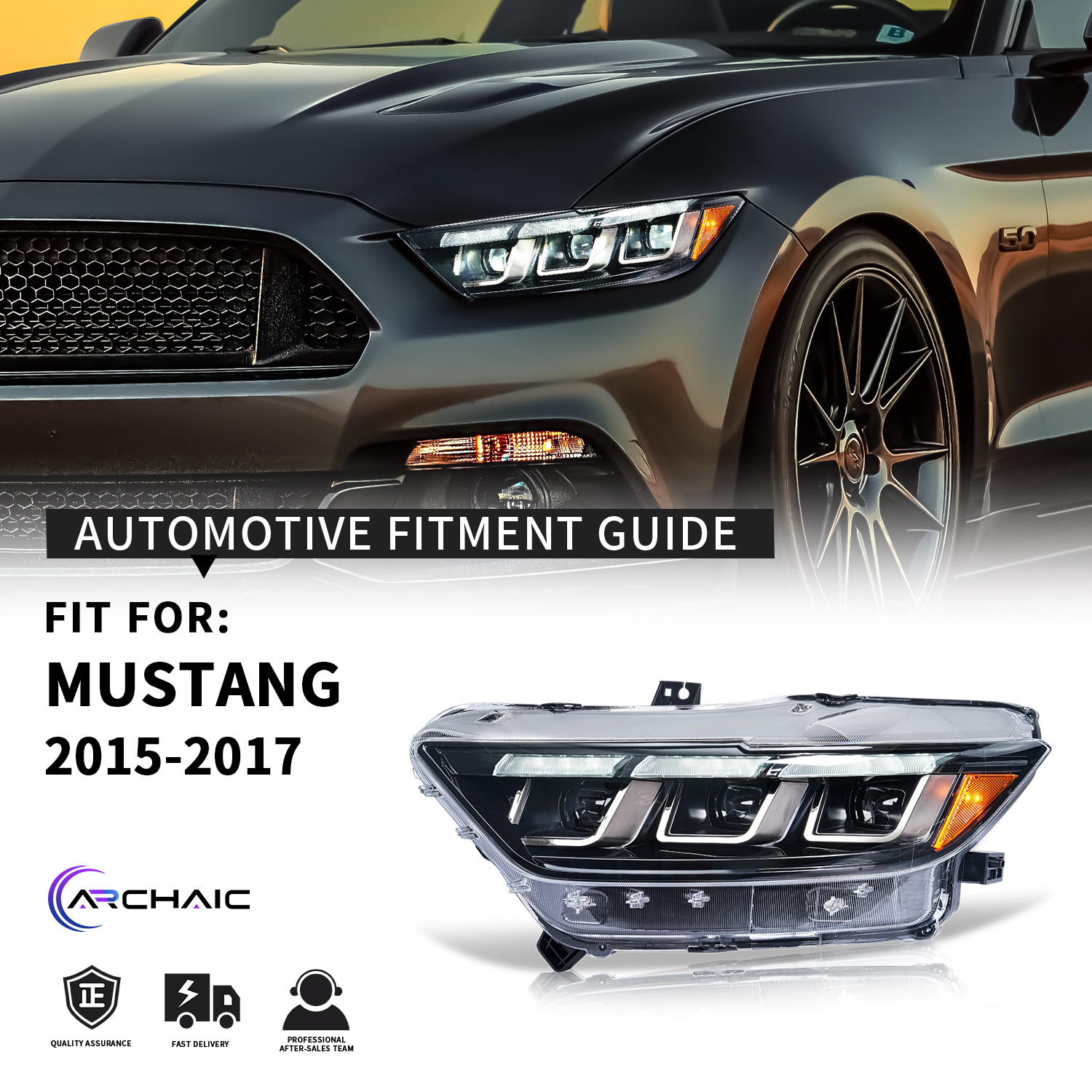 tri led drl dynamic led headlights for 2015 2017 ford mustang gt350 gt500 head lights