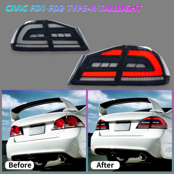 smoke black led sequential taillights for 05 12 honda civic fd2 fd1 fd3 tail lights