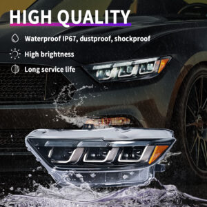 tri led drl dynamic led headlights for 2015 2017 ford mustang gt350 gt500 head lights