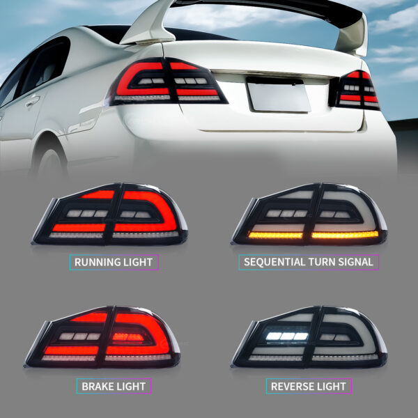 smoke black led sequential taillights for 05 12 honda civic fd2 fd1 fd3 tail lights