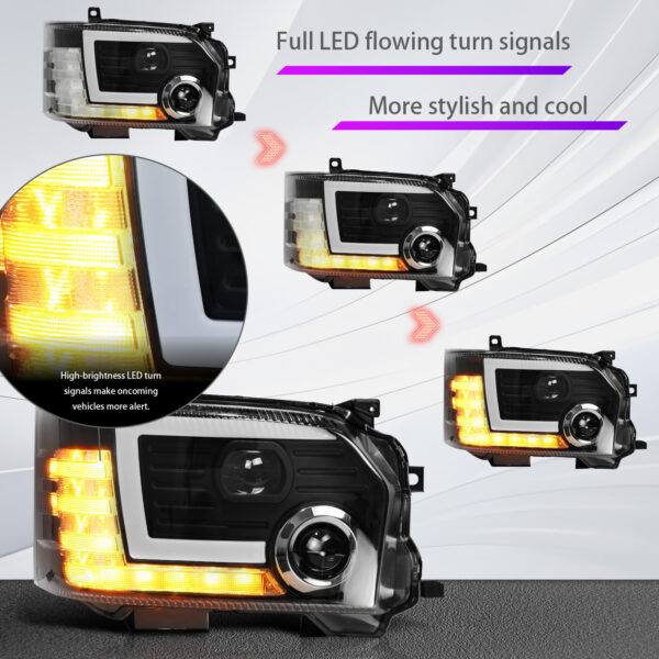 built in dual led projector headlights dynamic indicator for 14 18 toyota hiace head lights
