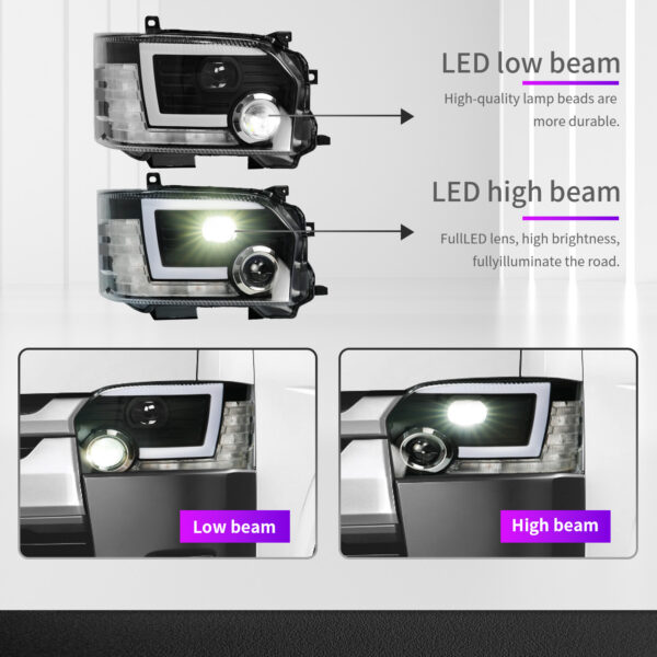 built in dual led projector headlights dynamic indicator for 14 18 toyota hiace head lights