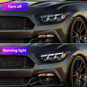 tri led drl dynamic led headlights for 2015 2017 ford mustang gt350 gt500 head lights