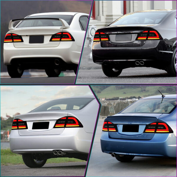 smoke red led sequential taillights for 05 12 honda civic fd2 fd1 fd3 tail lights