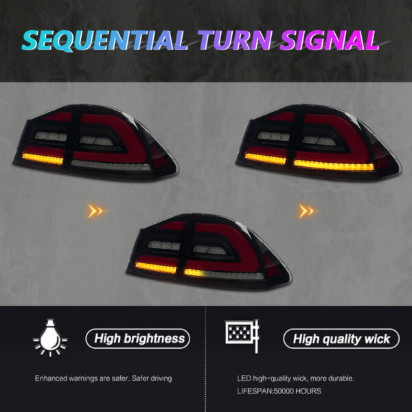 smoke red led sequential taillights for 05 12 honda civic fd2 fd1 fd3 tail lights