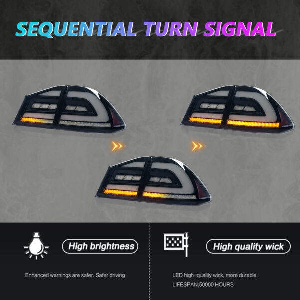 smoke black led sequential taillights for 05 12 honda civic fd2 fd1 fd3 tail lights